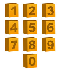 Poster - Vector shaped three dimensional cubes with hollowed digits from zero to nine