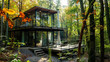Contemporary forest villa for luxury glamping, with glass cottage providing a cozy retreat in the midst of the woods. --ar 16:9 --v 6.0 - Image #2 @Zubi