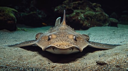 Elusive Angel Shark in Deep-Sea Habitat