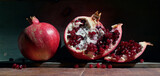 Fototapeta  - Image of Still Life with Pomegranates. Painting stylised photograph.