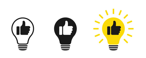 Poster - Set of light bulb icons with like, illustration