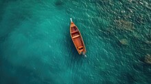 Lonely Little Boat On The Sea. Generative AI