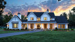 Twilight transforms the modern farmhouse luxury home exterior into a vision of elegance and serenity, a perfect retreat at day's end. --ar 16:9 --v 6.0 - Image #3 @Zubi