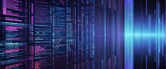 abstract background of coding software for stock market, blue and violet tone
