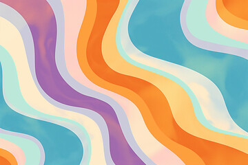 Poster - Abstract groovy wavy background in retro colors.