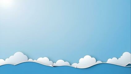 white clouds on blue background with copy space, space for text and design