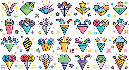 Wall Mural - Confetti Popper line icon, filled outline vector sign, linear colorful pictogram