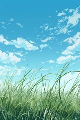  Grassy Field Under Blue Sky With Clouds
