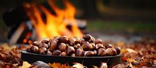 Bowl Of Assorted Nuts By A Blazing Fire