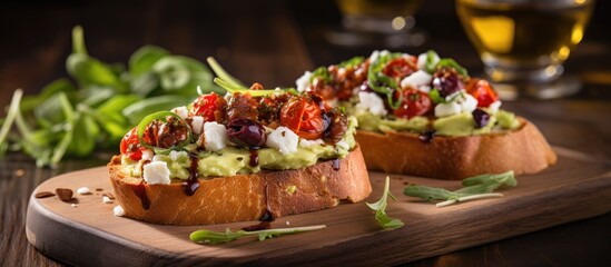 Canvas Print - Sandwiches with avocado, bacon, and tomatoes on a cutting board