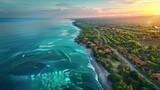 Fototapeta  - Birds Eye View of Beach and Ocean