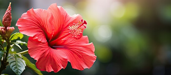 Canvas Print - Red flower blooms in sunlight