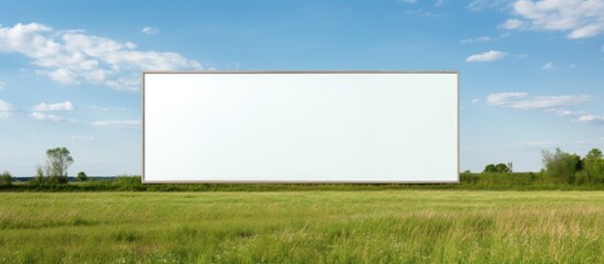 Sticker - Blank billboard in a field under a blue sky