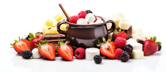 Wall Mural - Chocolate fondue with fruits and sweets