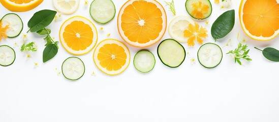 Poster - Many slices of various fruits on a white surface