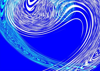 Poster - Blue background with white and neon turquoise abstract waves in motion - graphic. Topics: wallpaper, card, abstraction, pattern, texture, image, art of computer
