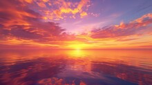 Golden Hour Glory: Majestic Sunset Panorama. This Breathtaking Image Captures The Serene Beauty Of The Golden Hour, With Vibrant Hues Of Orange, Pink, And Purple Painting The Sky.