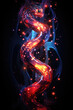 Glowing Snake in Blue and Purple Light on Black Background - 2025 Year Illustration with Magical Aura