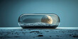 Moon Exploration Concept. Moon in a glass cylinder capsule on moon surface.