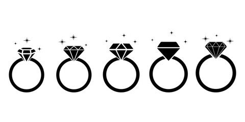 wedding ring or diamond ring flat icon