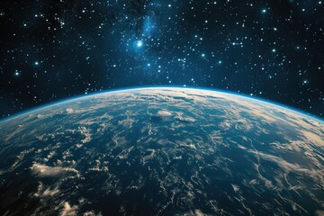 Wall Mural - view of the earth from space with many stars in the background