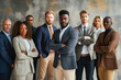 © MVProductions - Portrait shot diverse group of business professionals. Modern multi-ethnic business team standing and looking at camera