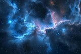 Fototapeta Perspektywa 3d - A mesmerizing image capturing a vast group of stars shining brilliantly against the dark backdrop of the night sky, A captivating panorama of interstellar cloud galaxies, AI Generated