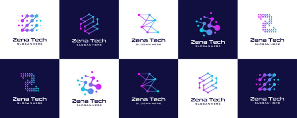 Wall Mural - set of abstract Z technology logo design vector