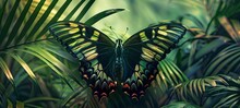 Butterfly Green Swallowtail Butterfly. In The Tropical Forest. Generative Ai