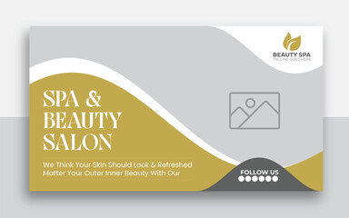 Wall Mural - Beauty spa web banner template design | Health and body massage, salon, cosmetic treatment service marketing video thumbnail