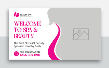 Wall Mural - Beauty spa web banner template design | Health and body massage, salon, cosmetic treatment service marketing video thumbnail