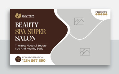 Wall Mural - Beauty spa web banner template design | Health and body massage, salon, cosmetic treatment service marketing video thumbnail
