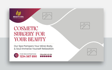 Wall Mural - Beauty spa web banner template design | Health and body massage, salon, cosmetic treatment service marketing video thumbnail