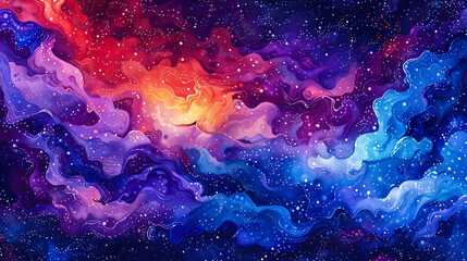 Wall Mural - Starry galaxy and nebula, cosmic art, astronomy abstract background, deep space