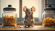 cute  adorable cartoon mouse in the kitchen