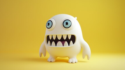 Poster - A small white toy with big blue eyes