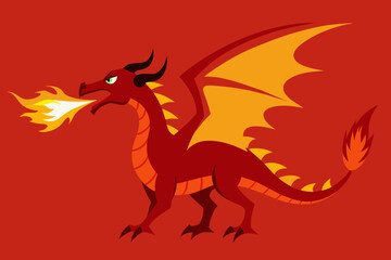 fire spitting dragon vector illustration