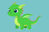 Fototapeta Dinusie - Baby green dragon vector illustration