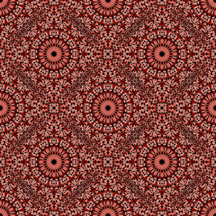 Poster - Geometrical oriental seamless bohemian kaleidoscope pattern - red abstract vector background