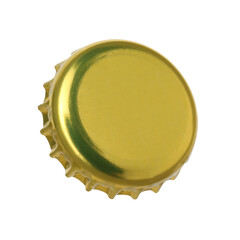 Wall Mural - One golden beer bottle cap isolated on white