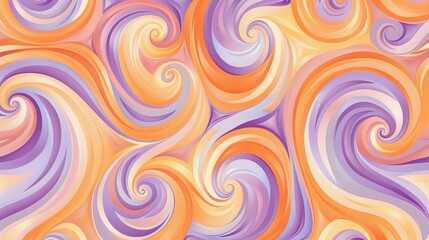 Poster - A fun and funky wallpaper with pastel orange and purple swirls that spark joy AI generated illustration