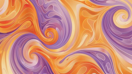 Aufkleber - A fun and funky wallpaper with pastel orange and purple swirls that spark joy AI generated illustration