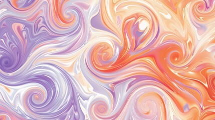 Aufkleber - A fun and funky wallpaper with pastel orange and purple swirls that spark joy AI generated illustration
