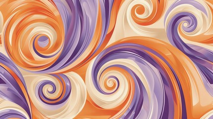 Poster - A fun and funky wallpaper with pastel orange and purple swirls that spark joy  AI generated illustration