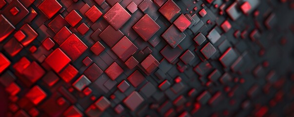 Canvas Print - Abstract red background with cubes.