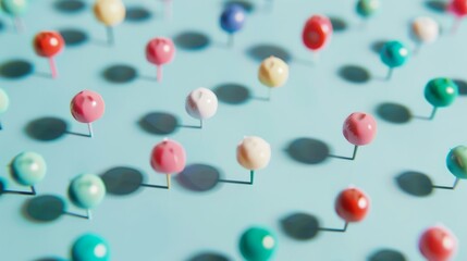 Aufkleber - A minimalist composition of pastel-colored push pins AI generated illustration