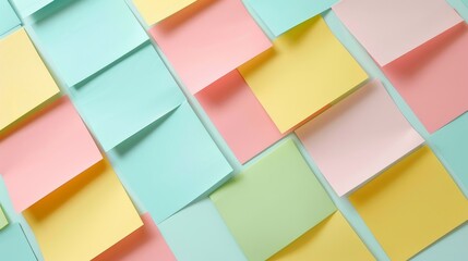 Leinwandbilder - A minimalist composition of pastel-colored sticky tabs  AI generated illustration