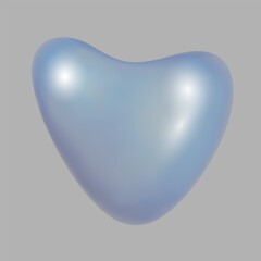 Wall Mural - Vector isolated glossy translucent 3d heart shaped bubble on gray background. 