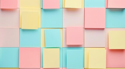 Aufkleber - A minimalistic arrangement of pastel-colored index cards AI generated illustration