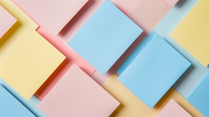 Leinwandbilder - A minimalistic arrangement of pastel-colored index cards AI generated illustration